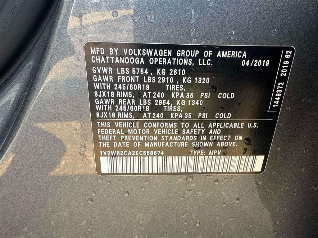 2019 Volkswagen Atlas 3.6L V6 SE w/Technology